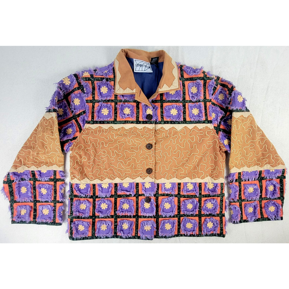 Vintage Silver Stream Patchwork Jacket Boho Hippi… - image 3